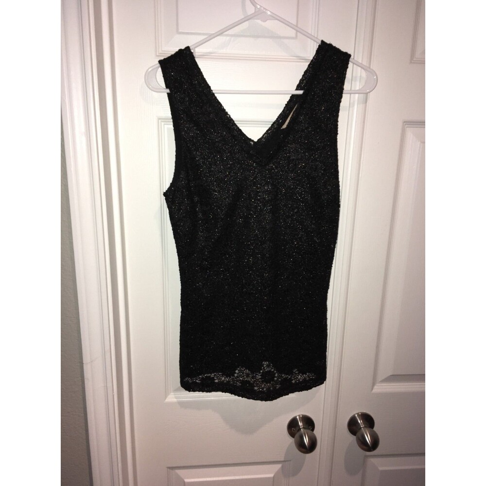 Banana Republic Womens Sz Small S Sleeveless Black Shinny Blouse Shirt